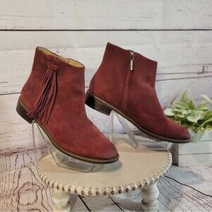 Karl Lagerfeld Paris Sixte Women's Burgundy Suede Ankle Boots Size 6.5M
